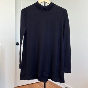 COS 100% Wool Navy Collared Tunic Sweater Small